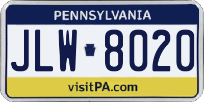 PA license plate JLW8020