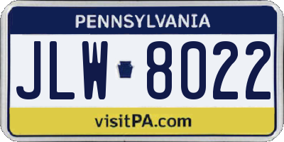 PA license plate JLW8022