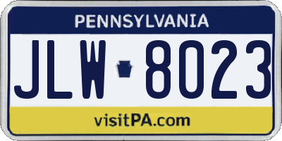 PA license plate JLW8023