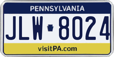 PA license plate JLW8024