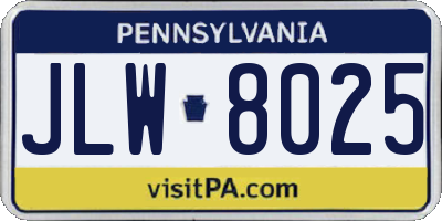 PA license plate JLW8025