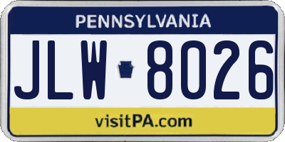 PA license plate JLW8026