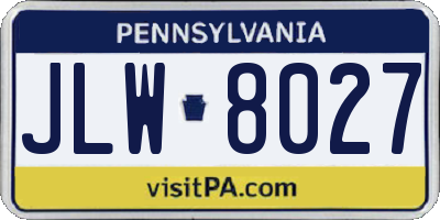 PA license plate JLW8027