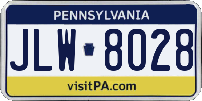 PA license plate JLW8028