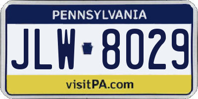 PA license plate JLW8029