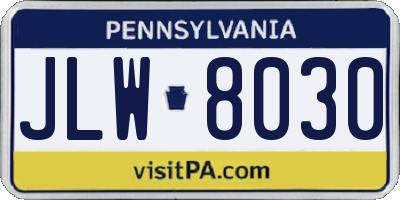 PA license plate JLW8030
