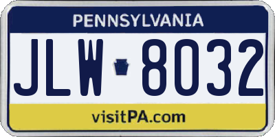 PA license plate JLW8032