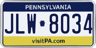 PA license plate JLW8034