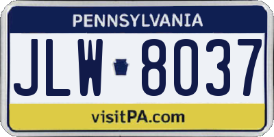 PA license plate JLW8037