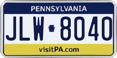 PA license plate JLW8040