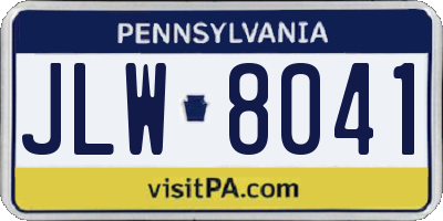 PA license plate JLW8041