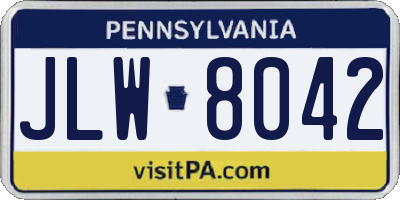 PA license plate JLW8042