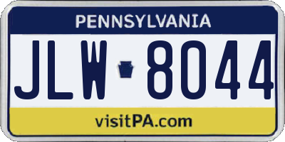 PA license plate JLW8044