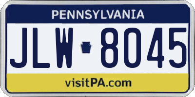 PA license plate JLW8045