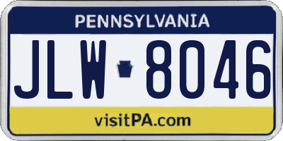 PA license plate JLW8046
