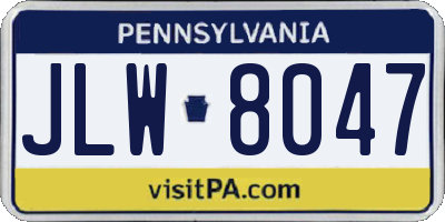 PA license plate JLW8047