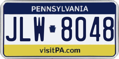 PA license plate JLW8048