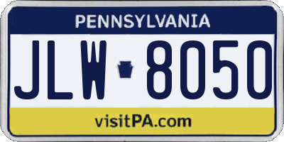 PA license plate JLW8050