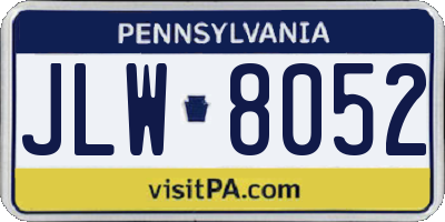 PA license plate JLW8052