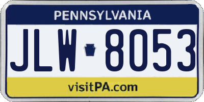 PA license plate JLW8053