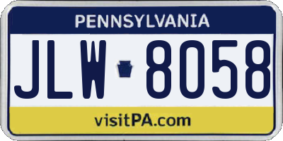 PA license plate JLW8058