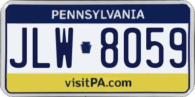 PA license plate JLW8059