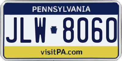 PA license plate JLW8060