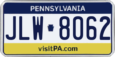 PA license plate JLW8062