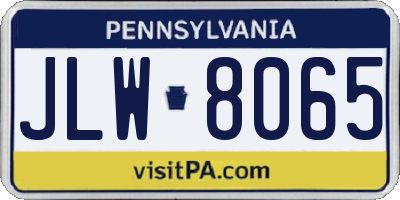 PA license plate JLW8065