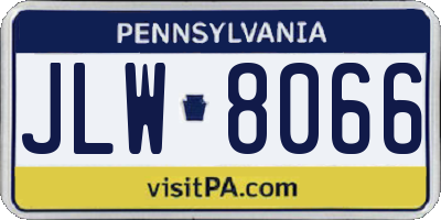 PA license plate JLW8066