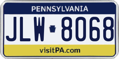 PA license plate JLW8068