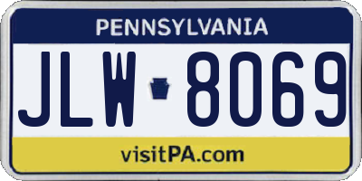 PA license plate JLW8069