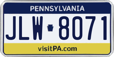 PA license plate JLW8071