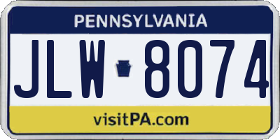 PA license plate JLW8074