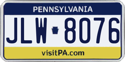 PA license plate JLW8076