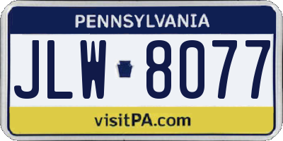 PA license plate JLW8077