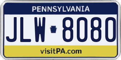 PA license plate JLW8080