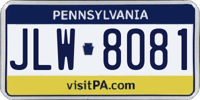 PA license plate JLW8081