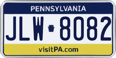 PA license plate JLW8082