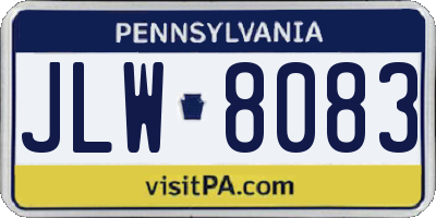 PA license plate JLW8083