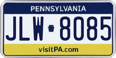 PA license plate JLW8085
