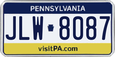 PA license plate JLW8087