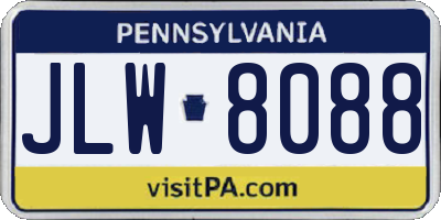 PA license plate JLW8088