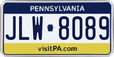 PA license plate JLW8089