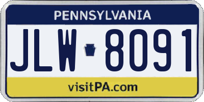 PA license plate JLW8091
