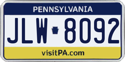 PA license plate JLW8092