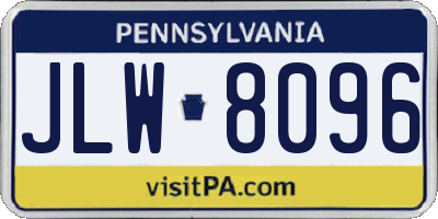 PA license plate JLW8096