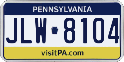 PA license plate JLW8104