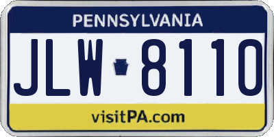PA license plate JLW8110
