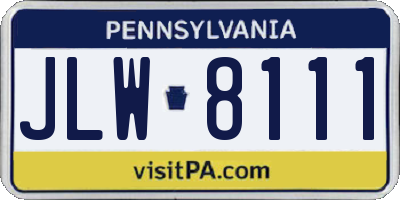 PA license plate JLW8111